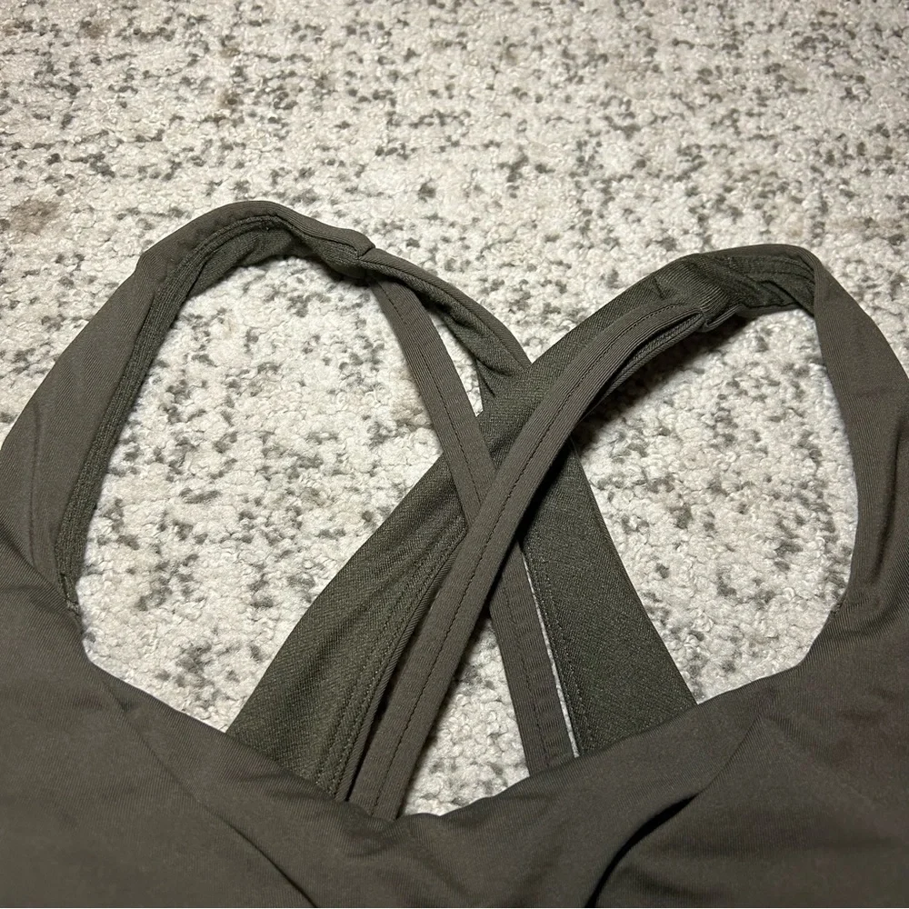 Lululemon Dark Olive Stash it All Padded Sports Bra Size 6